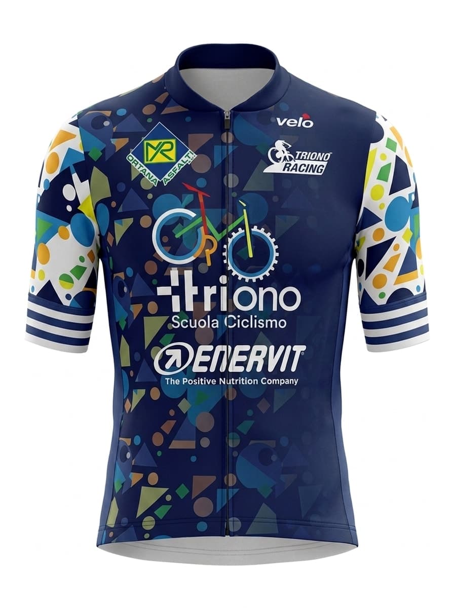 Maglia tecnica del kit Scuola di Ciclismo Triono — colori team, fit racing per bambini
